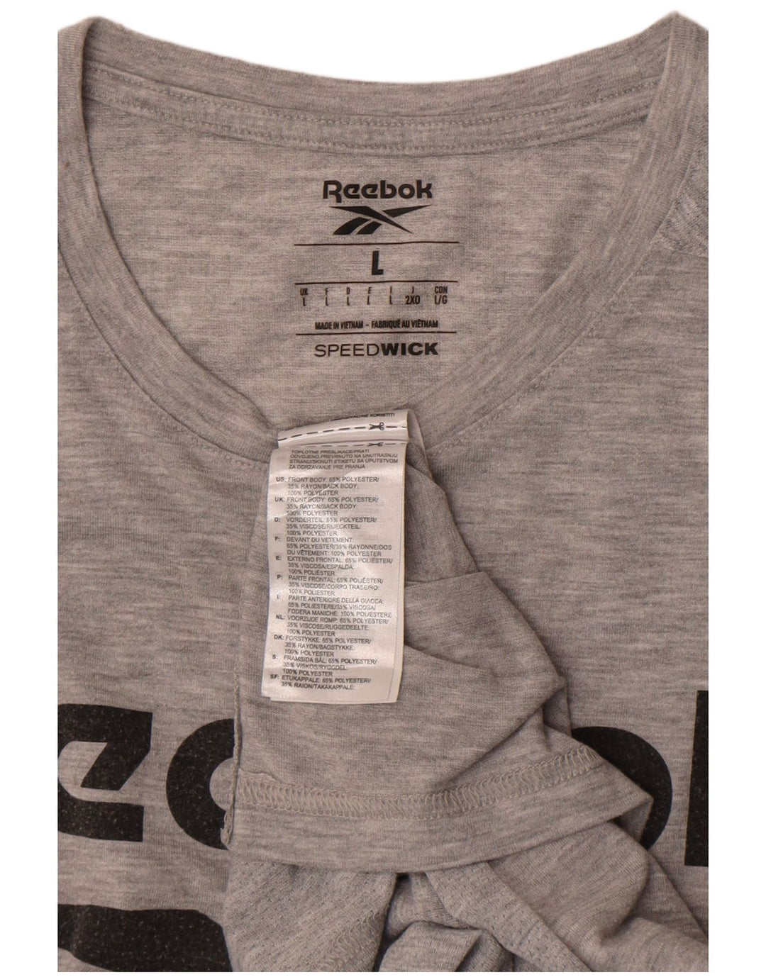 REEBOK Herre grafisk T-shirt Top Stor grå Flecked Polyester