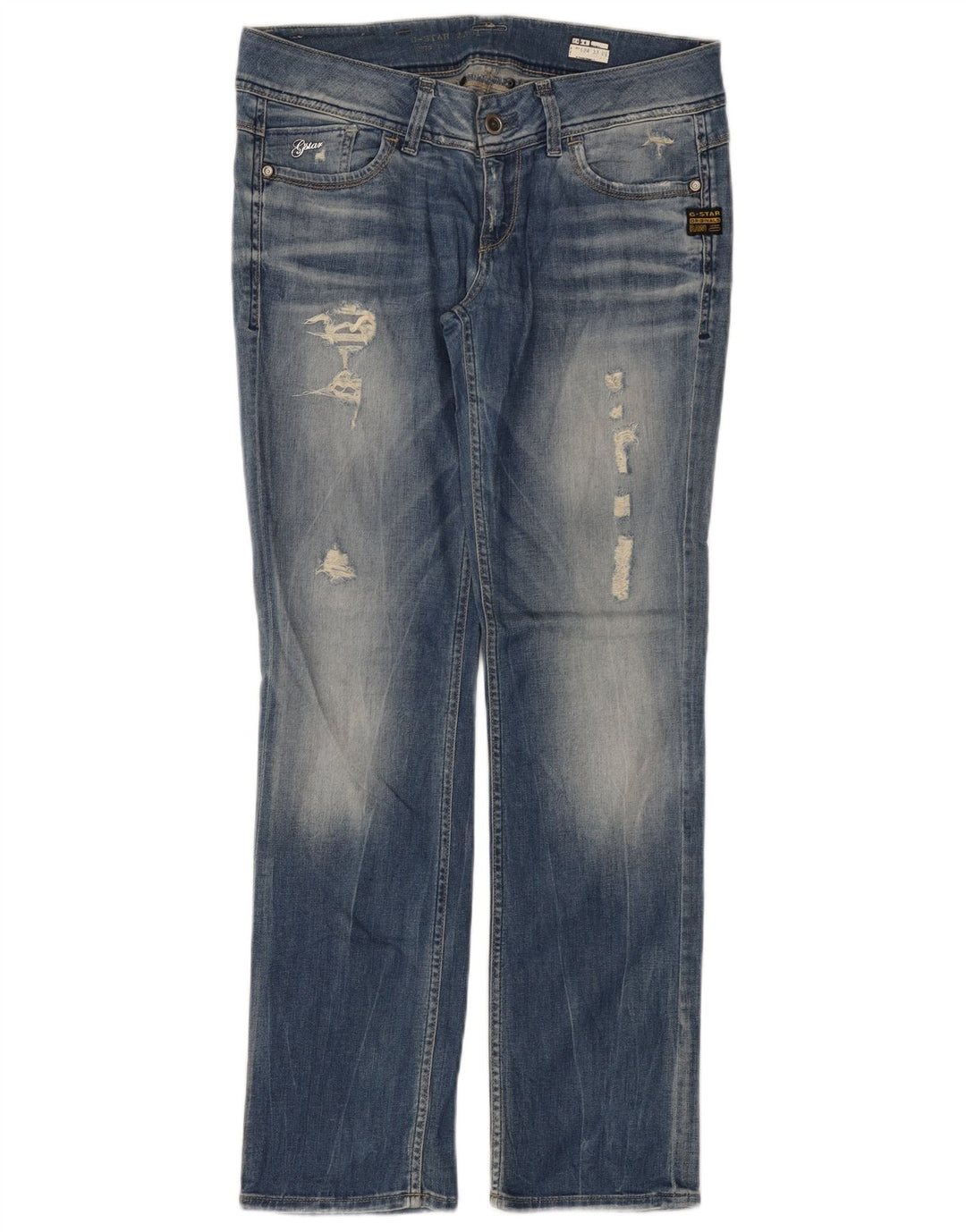 G-Star Dame Distressed Straight Jeans W31 L32 Blå Bomuld