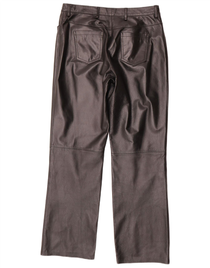 Vintage læderbukser til kvinder UK 14 Medium W30 L31 sort læder
