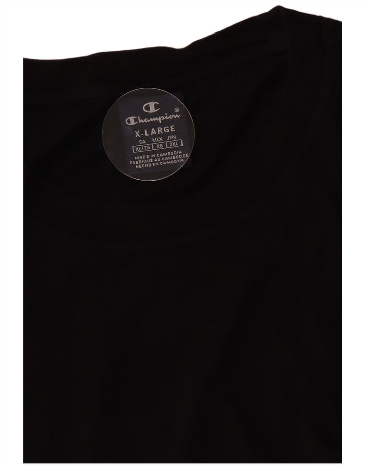 Champion Herre Grafisk T-Shirt Top XL Sort Colourblock