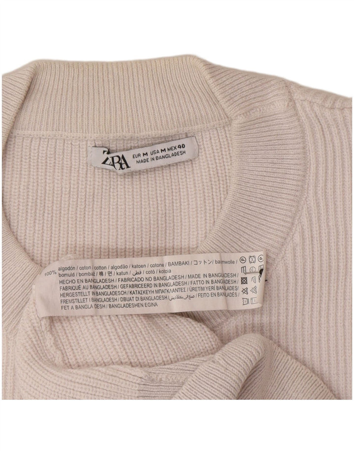 Zara Herre sweater med rund hals, mellem hvid bomuld