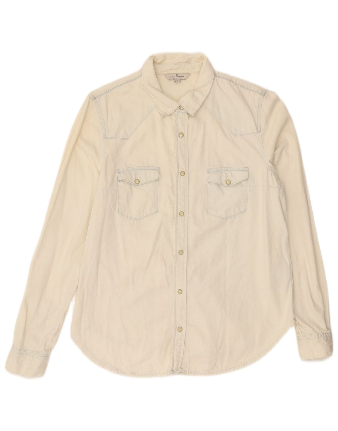 French Connection Dame Denim Shirt UK 12 Medium Off White Bomuld