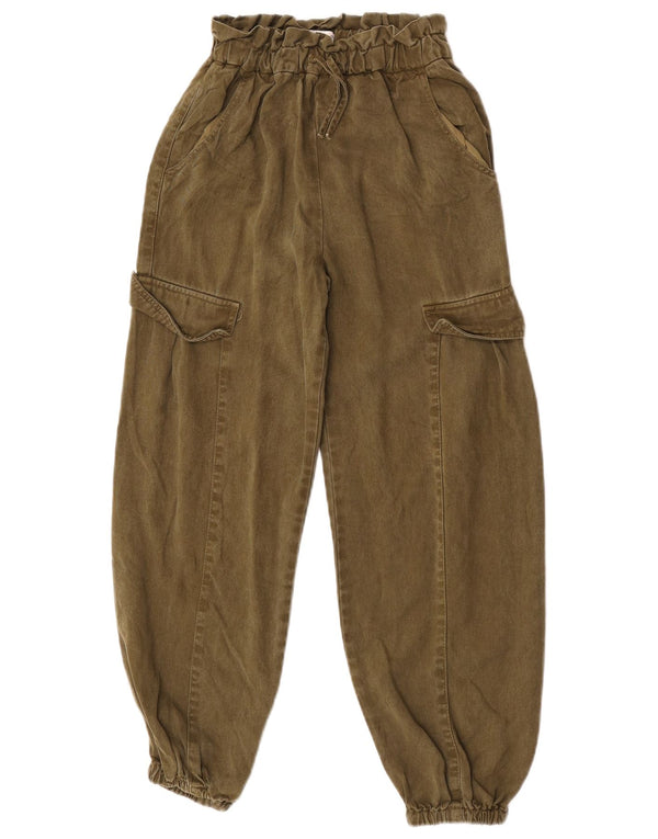 Zara Pige Højtalje Joggers Cargo Bukser 11-12 år W24 L25 Khaki