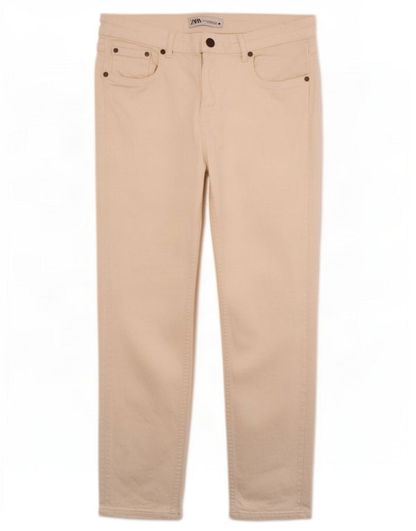 Zara Dame Slim Jeans EU 42 Large W32 L28 Off White Bomuld