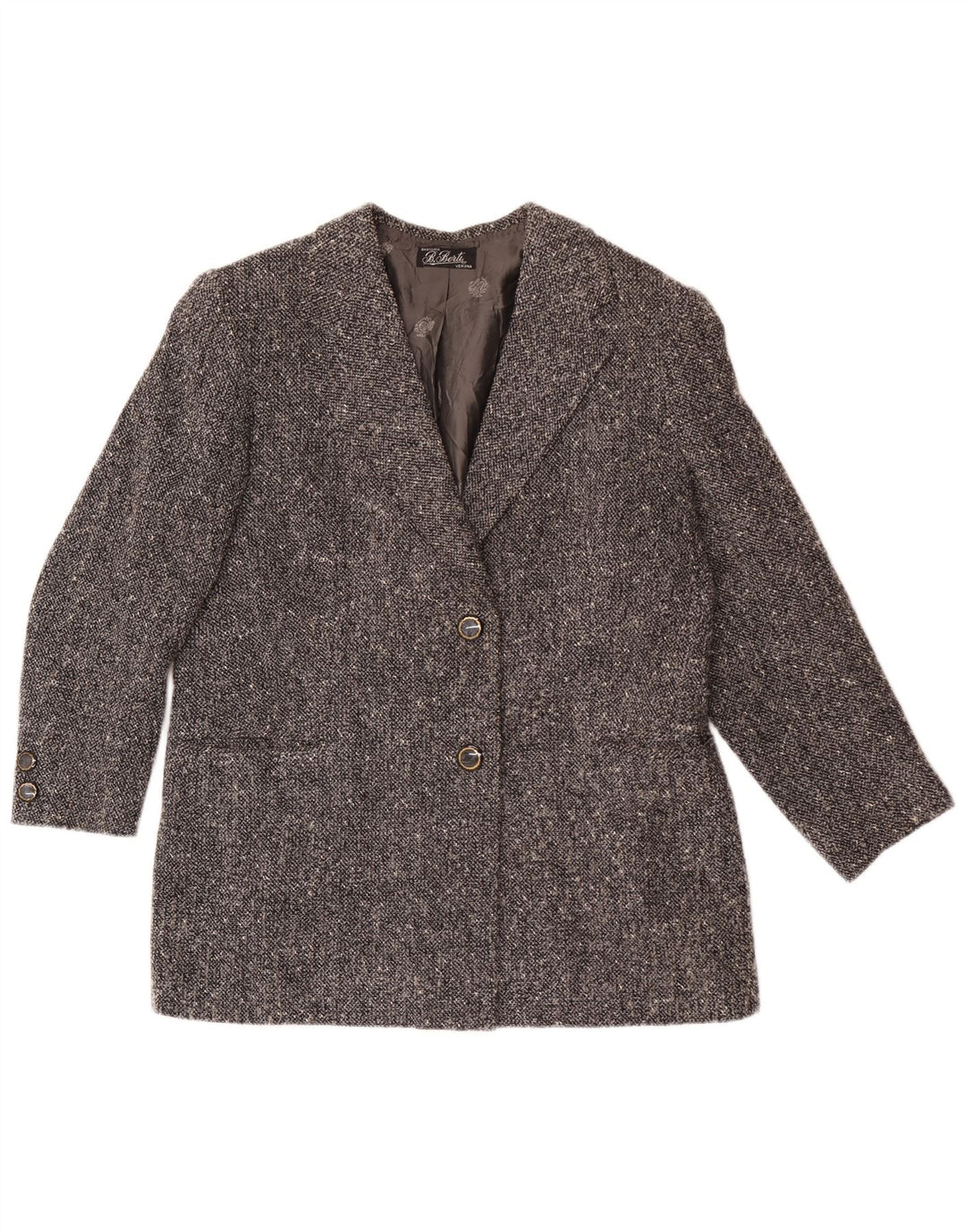 Vintage Dame 2-knaps Blazer Jacket UK 16 Large Grå Flecked