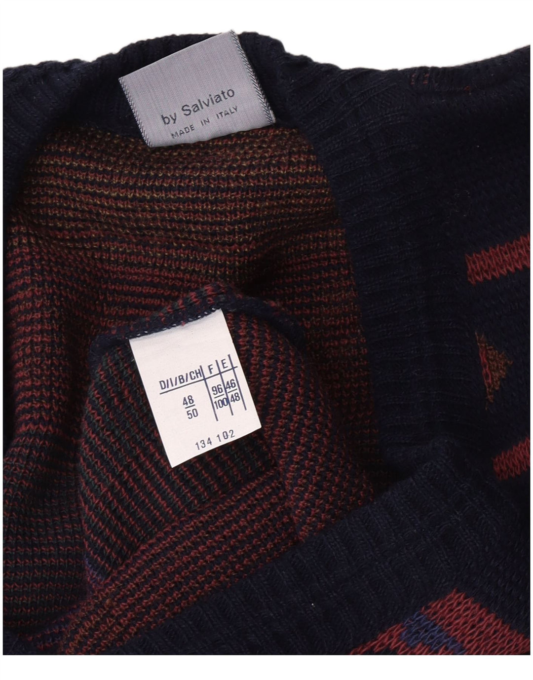 Vintage herre cardigan sweater IT 48/50 Medium Marineblå Geometrisk