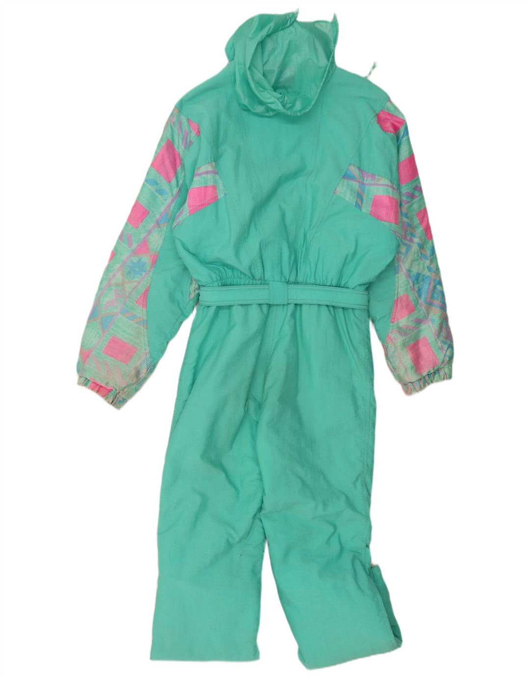 C.KEER Ski Jumpsuit med hætte til mænd Stor turkis geometrisk