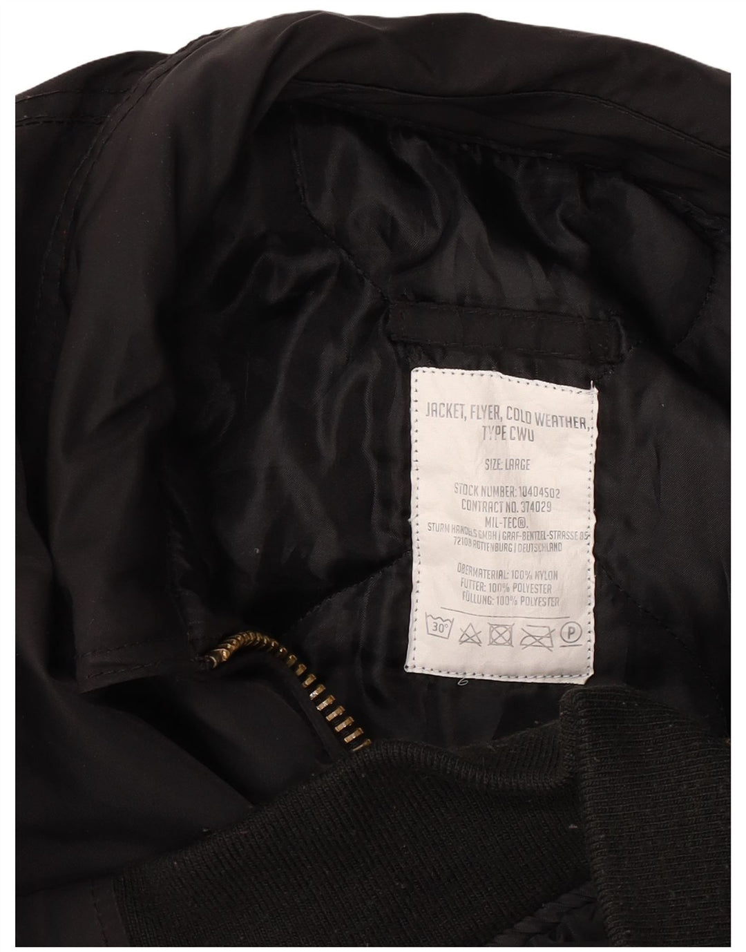 Vintage Herre Cold Weather Flight Aviator Jacket UK 40 Large Black Nylon