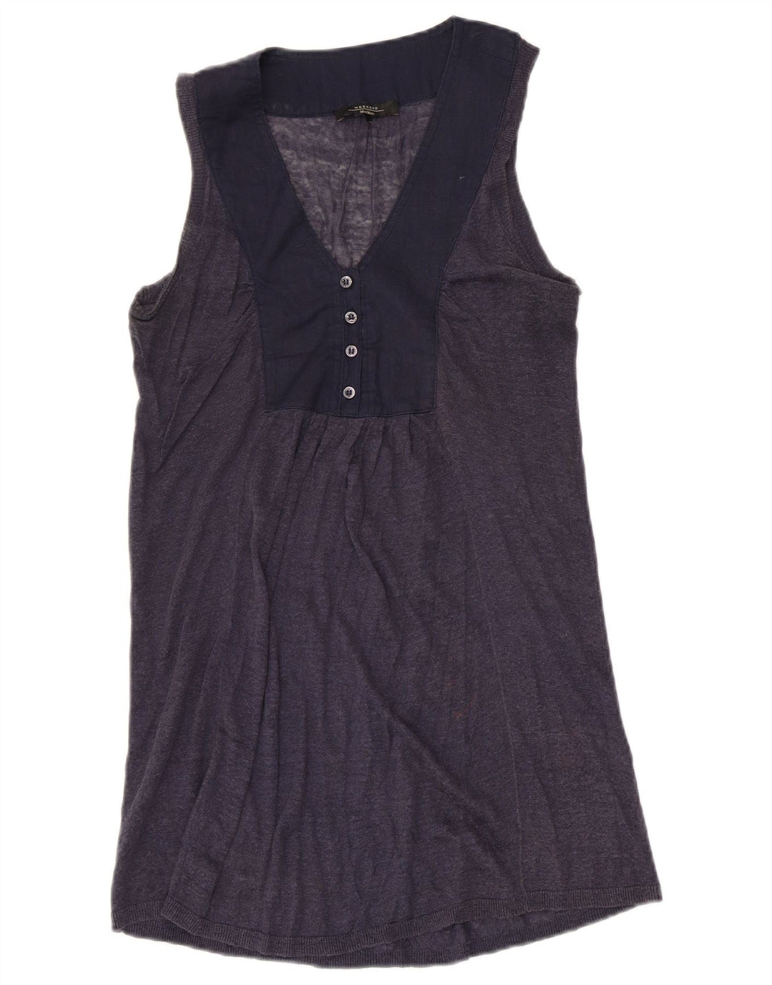 Max Mara Dame Weekend Vest Top UK 8 Small Navy Blue