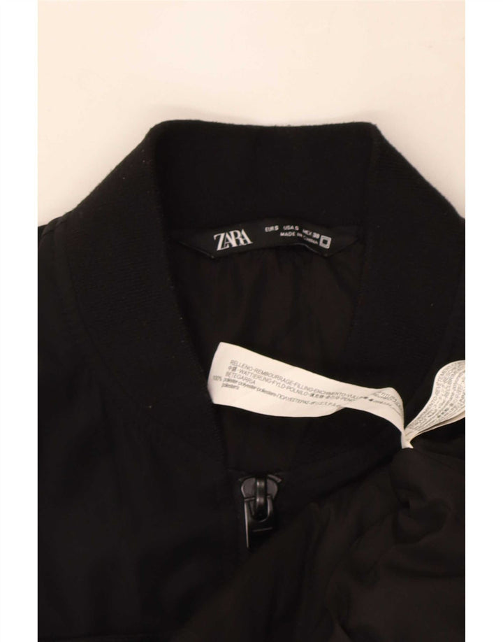 Zara Herre Loose Fit Bomber Jacket UK 36 Small Black Polyester