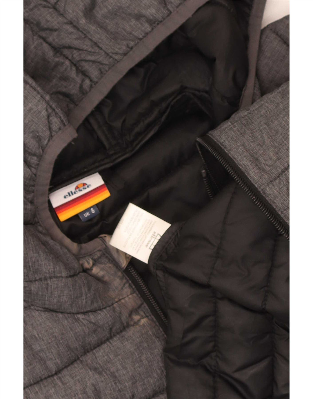 Ellesse Dame Hætte Polstret Jakke UK 8 Lille Grå Polyester