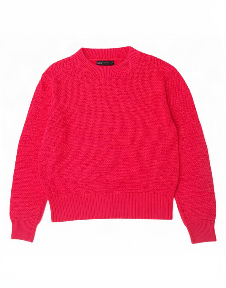 Marks & Spencer Dame Turtle Neck Sweater UK 12 Medium Pink Bomuld