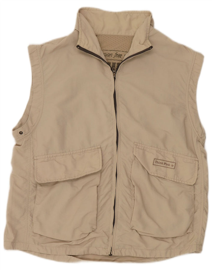 Tænk Pink Herre Utility Gilet IT 50 Large Beige Nylon