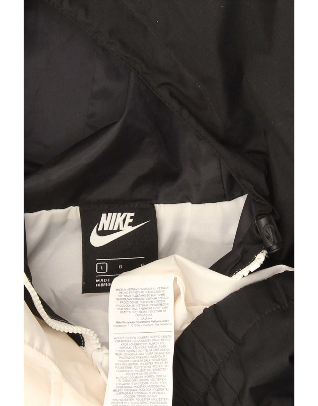 Nike Herre grafisk regnjakke med hætte UK 40 Stor sort farveblok