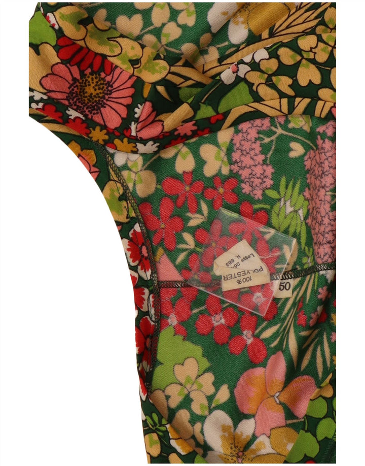 VINTAGE Womens Sundress IT 50 XL Green Floral Polyester