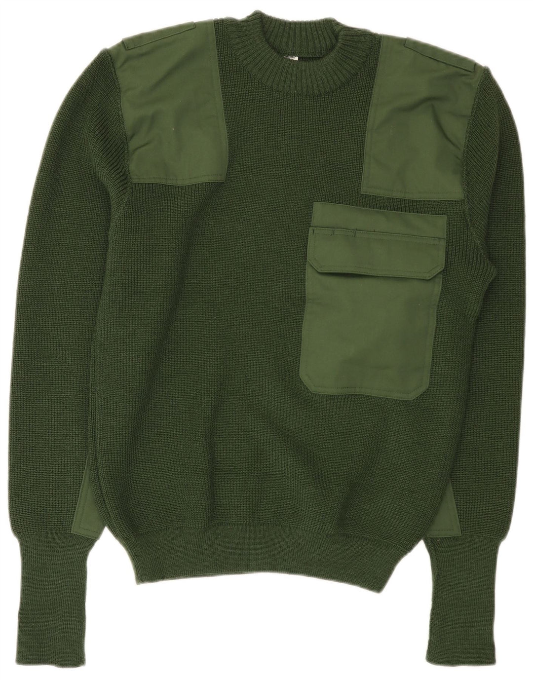 Halfen Herre Crew Neck Jumper Sweater IT 48 Medium Green Colourblock Uld
