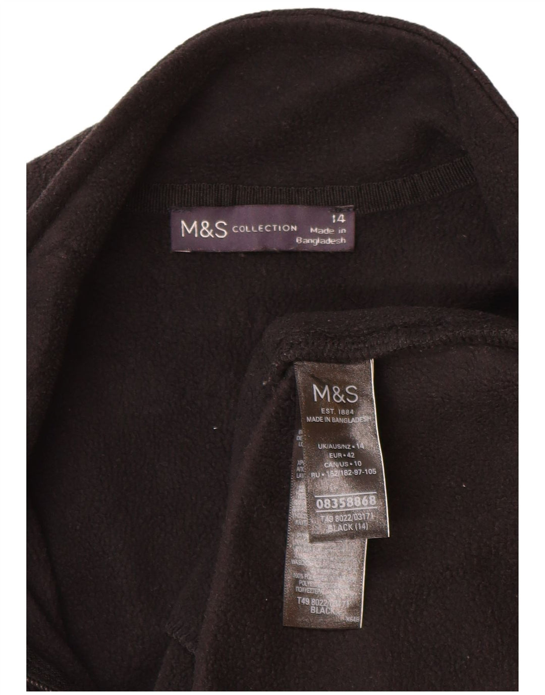 Marks & Spencer Fleecejakke til kvinder UK 14 Stor sort polyester