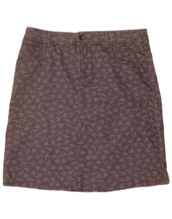 White Stuff Dameabstrakt mønster denimnederdel UK 12 Medium W32 Grå