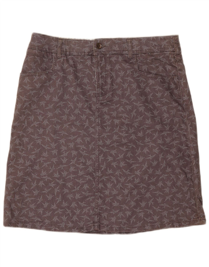 White Stuff Dameabstrakt mønster denimnederdel UK 12 Medium W32 Grå