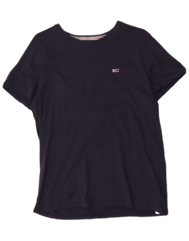 Tommy Hilfiger Herre T-Shirt Top Medium Marineblå Bomuld