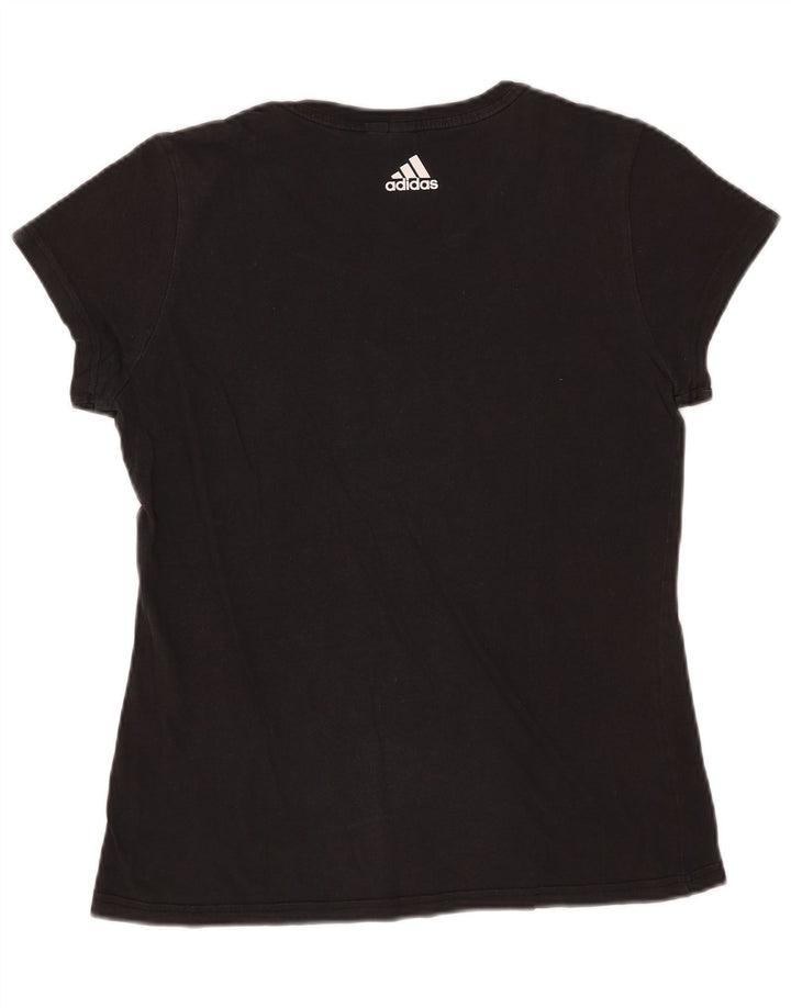 Adidas Dame Grafisk T-Shirt Top UK 12 Medium Sort
