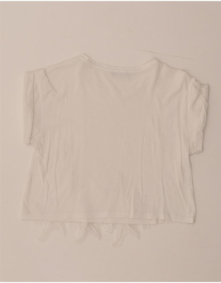 Zara Womens Crop Bluse Top UK 12 Medium White Floral