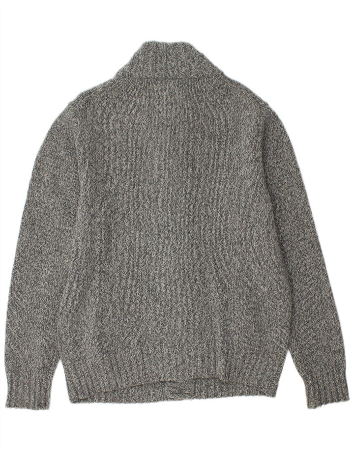 McNeal Herre Cardigan Sweater XL Grå Flecked Lammeuld