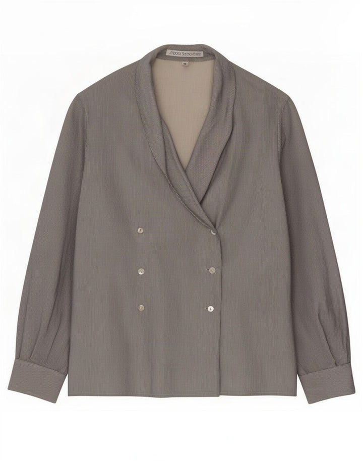 Vintage dameskjorte bluse IT 42 Mellemgrå nålestribet silke