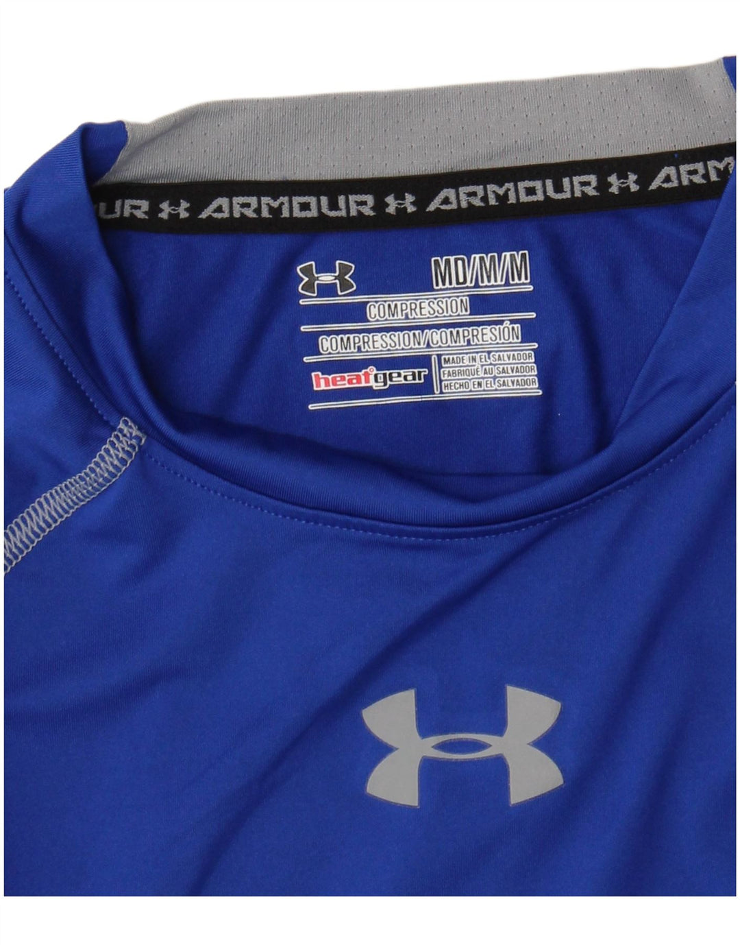 Under Armour Dame Heat Gear Grafisk Top Langærmet UK 12 Medium Blue