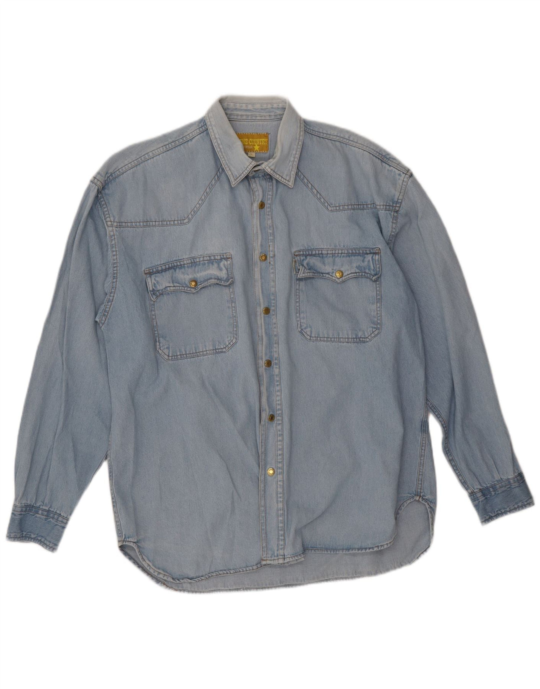 Vintage denimskjorte til mænd, stor blå