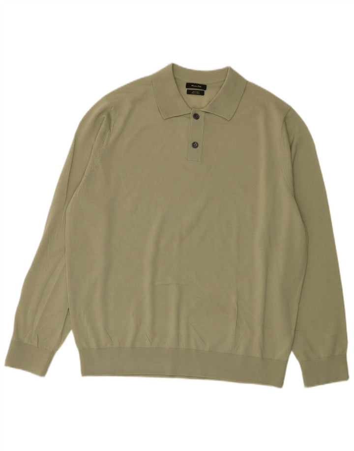 Massimo Dutti Herre Polo Neck Jumper Sweater XL Grøn Uld