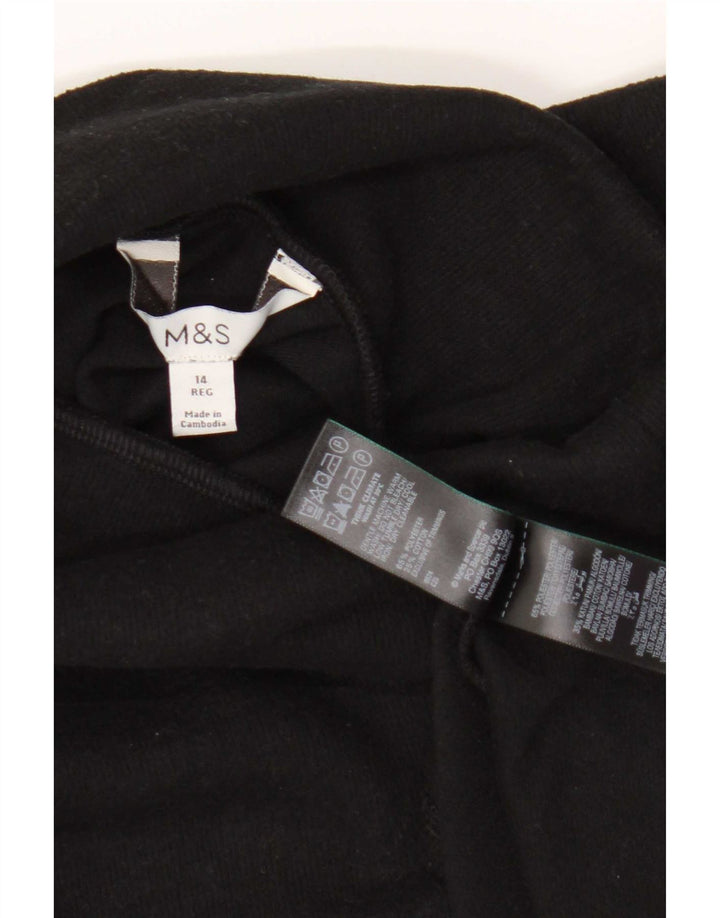 Marks & Spencer Dame Langærmet Jumper Kjole UK 14 Stor Sort Polyester