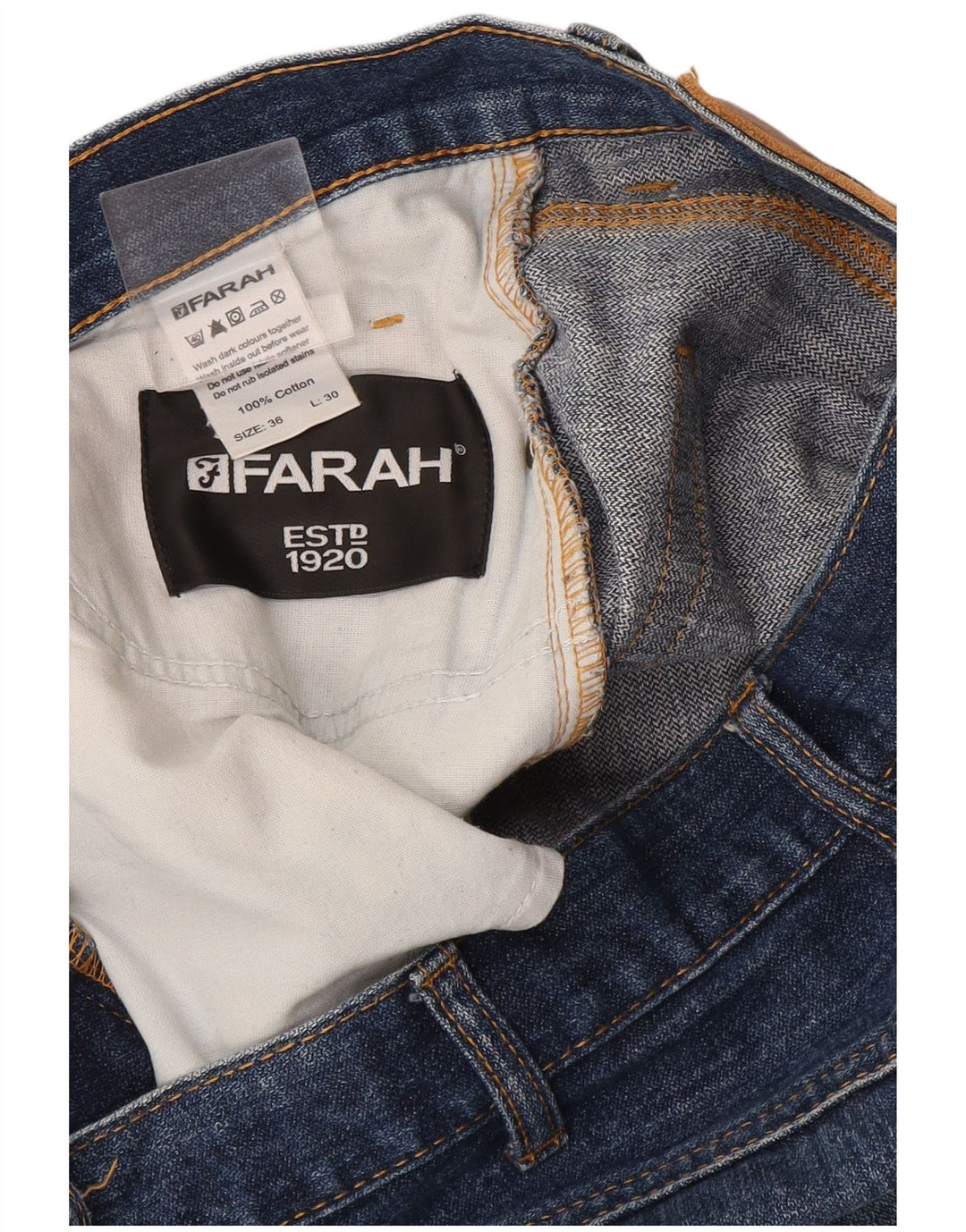 Farah Straight Jeans til mænd W36 L30 blå bomuld