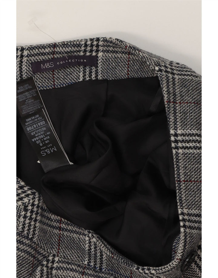 Marks & Spencer Dame Mini-nederdel UK 8 Small W28 Grå Houndstooth Akryl