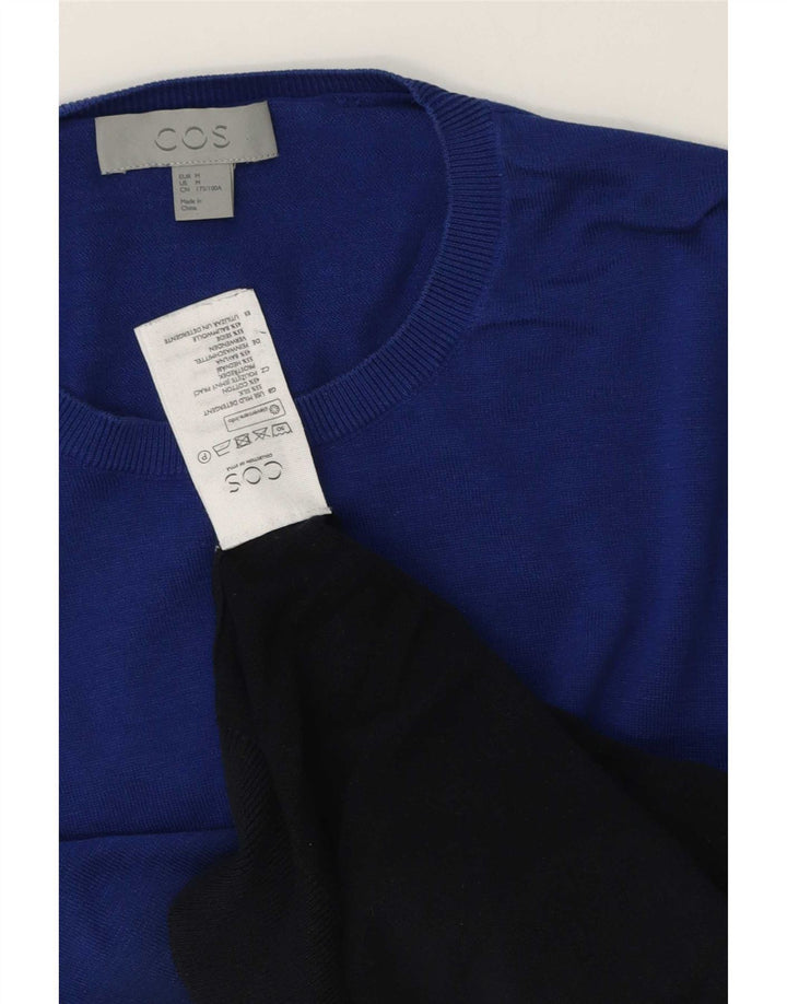 Cos Herre Crew Neck sweater Medium Blue Colourblock Silke