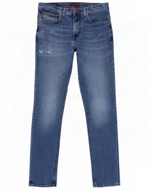 Tommy Hilfiger Mens Layton Distressed Skinny Jeans W32 L34 Blue Cotton