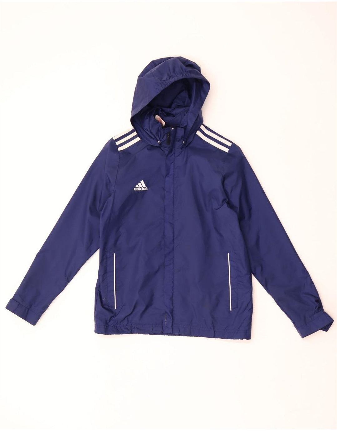 Adidas Regnjakke med hætte til drenge 11-12 år marineblå nylon