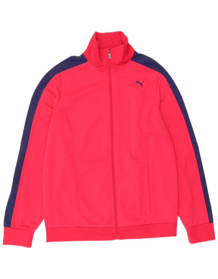 Puma træningsdragt topjakke til kvinder UK 16 Large Pink Colourblock Polyester