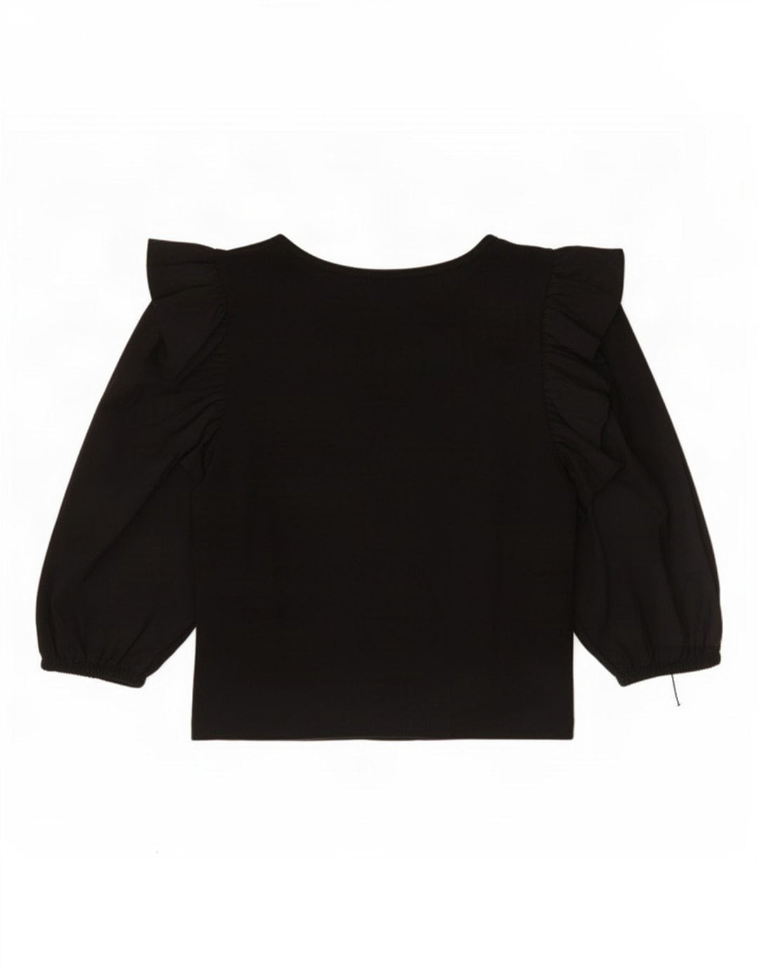 Zara Dame 3/4 ærmet Crop Top UK 12 Medium Sort Bomuld