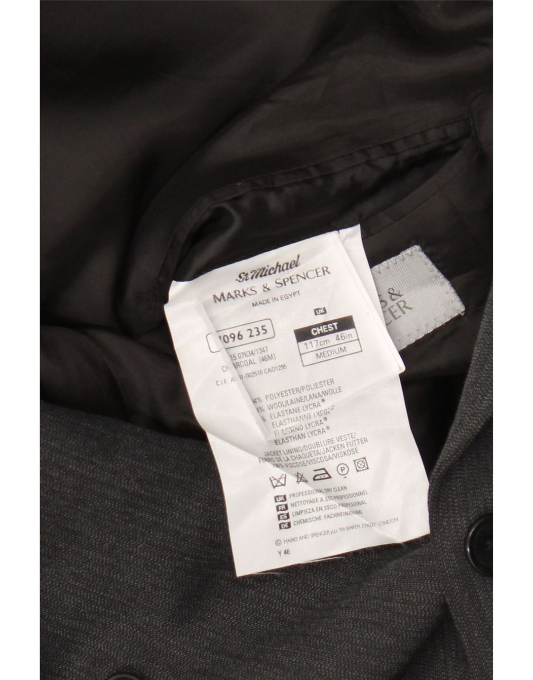 Marks & Spencer Herre Double Breasted Blazer Jacket UK 46 3XL Grå Polyester