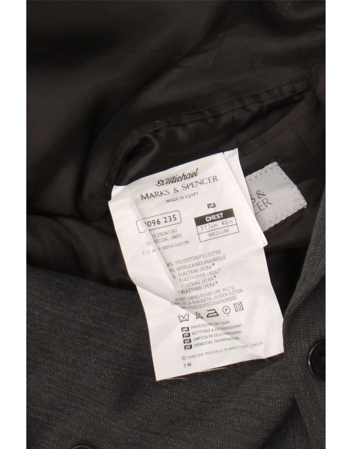 Marks & Spencer Herre Double Breasted Blazer Jacket UK 46 3XL Grå Polyester