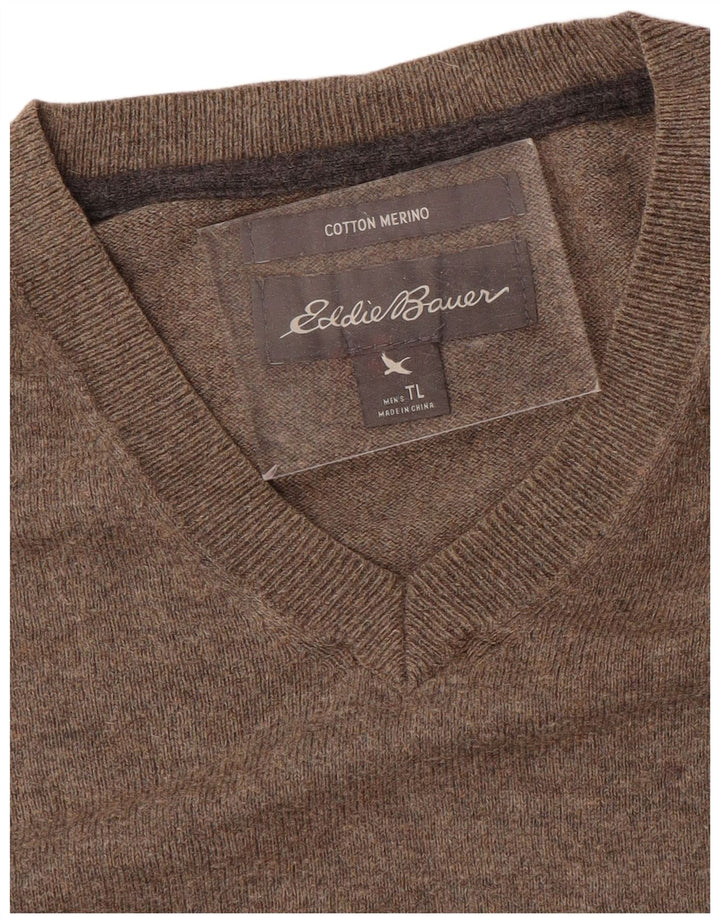 EDDIE BAUER Herre V-hals sweater Stor Grå Bomuld