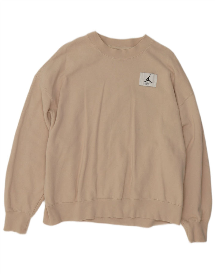 JORDAN Dame Oversized Sweatshirt Jumper UK 14 Medium Beige Bomuld