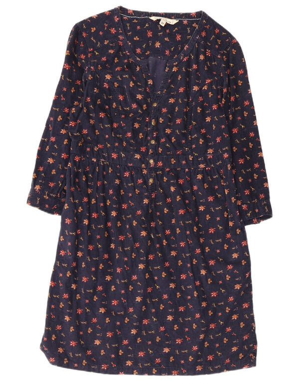 Fat Face Dame 3/4 ærmer Skede Kjole UK 12 Medium Navy Blue Floral