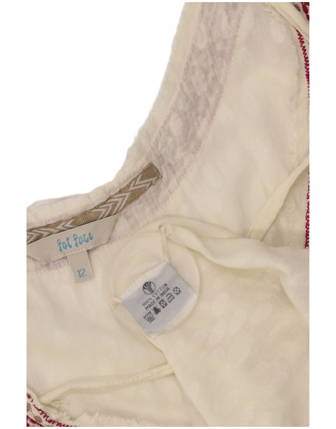 Fat Face Dame Grafisk ærmeløs bluse Top UK 12 Medium White Paisley