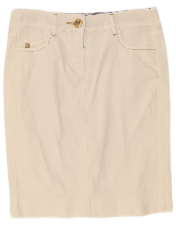 Marella Dame Denim Nederdel UK 10 Small W30 White Bomuld