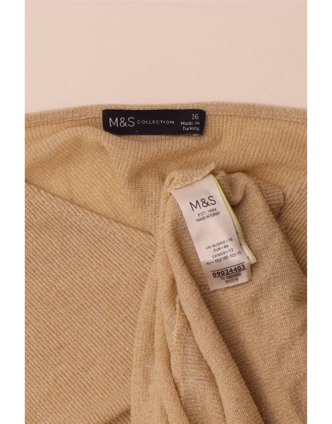 Marks & Spencer Dame Batwing Bluse Top UK 16 Large Gold Flecked Viscose