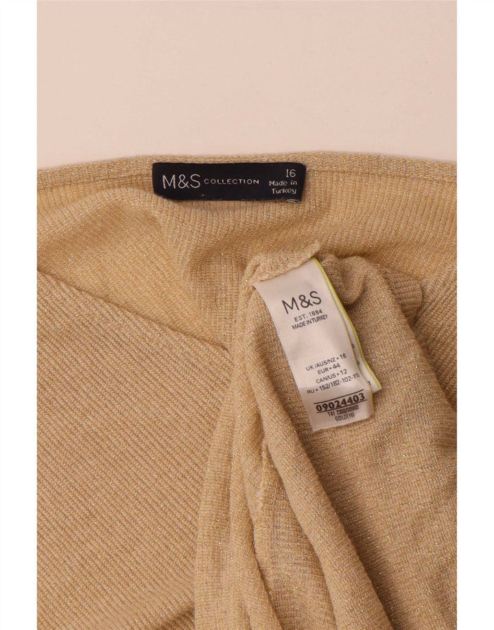 Marks & Spencer Dame Batwing Bluse Top UK 16 Large Gold Flecked Viscose