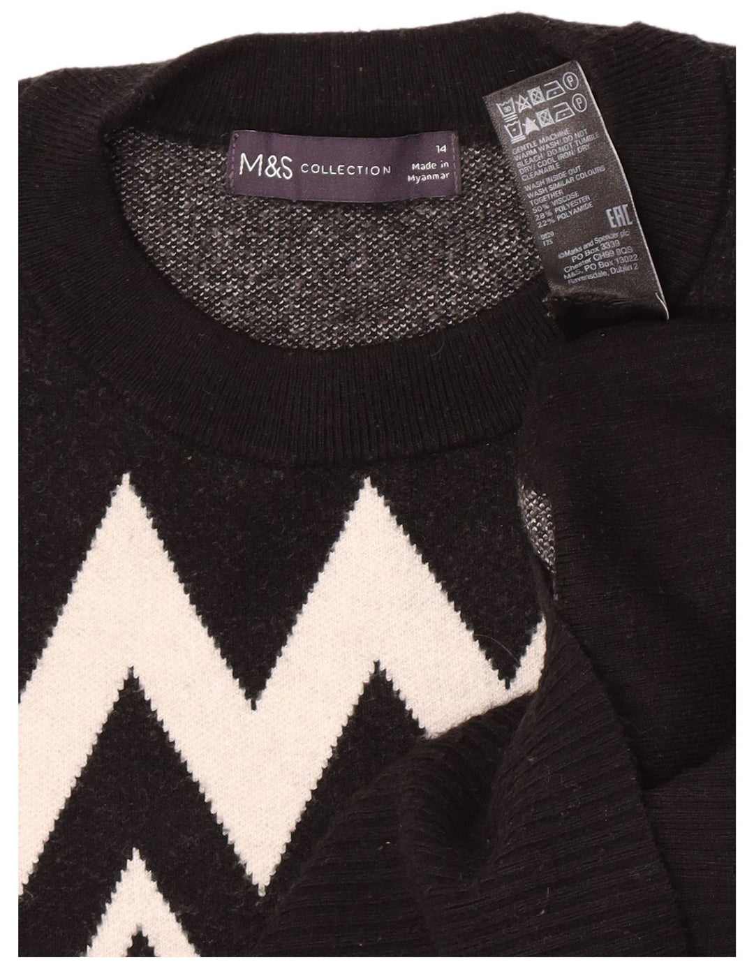 Marks & Spencer Dame sweater med rund hals DK 14 Medium Sort