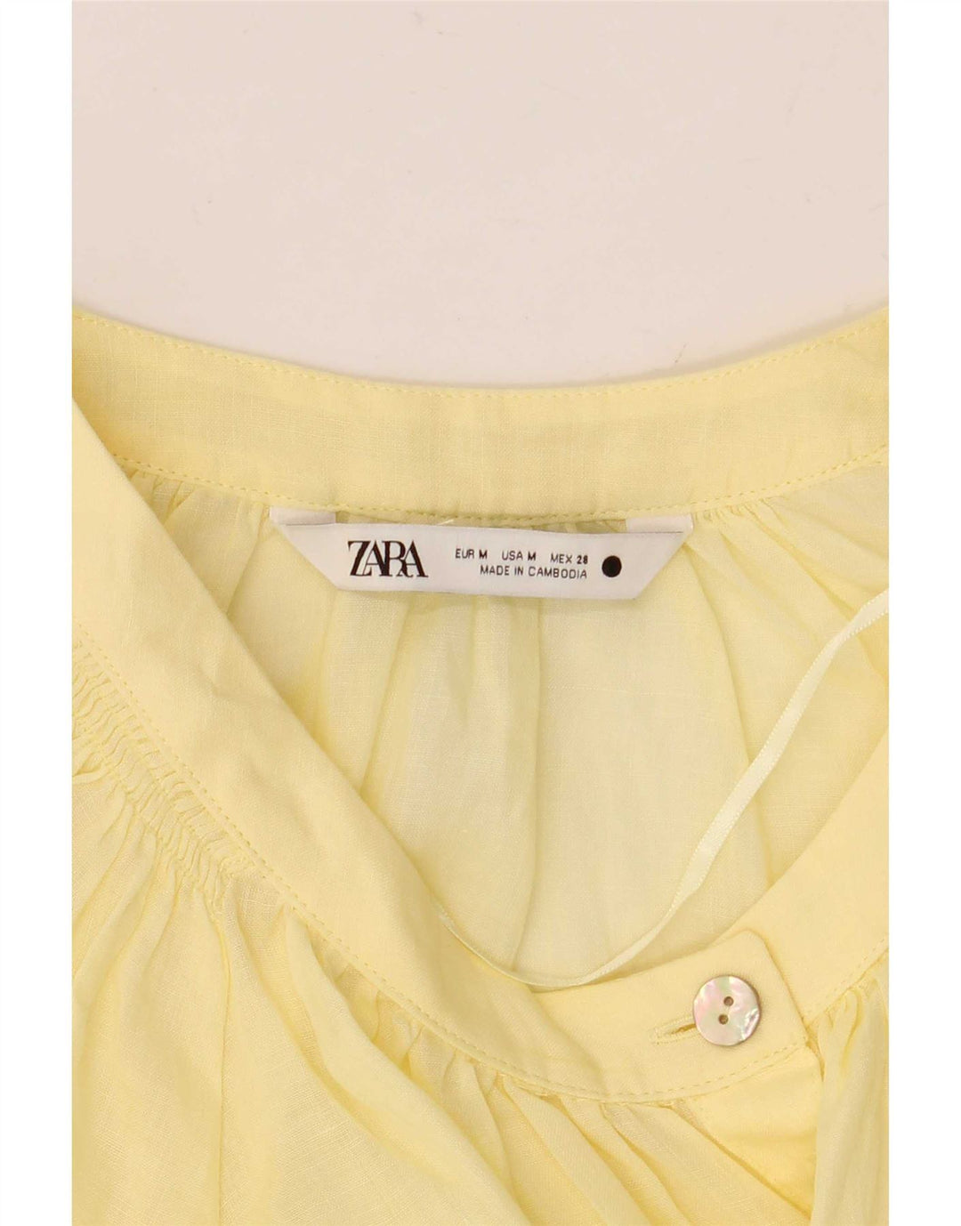 Zara Dame Langærmet Oversized Bluse Top UK 14 Medium Gul